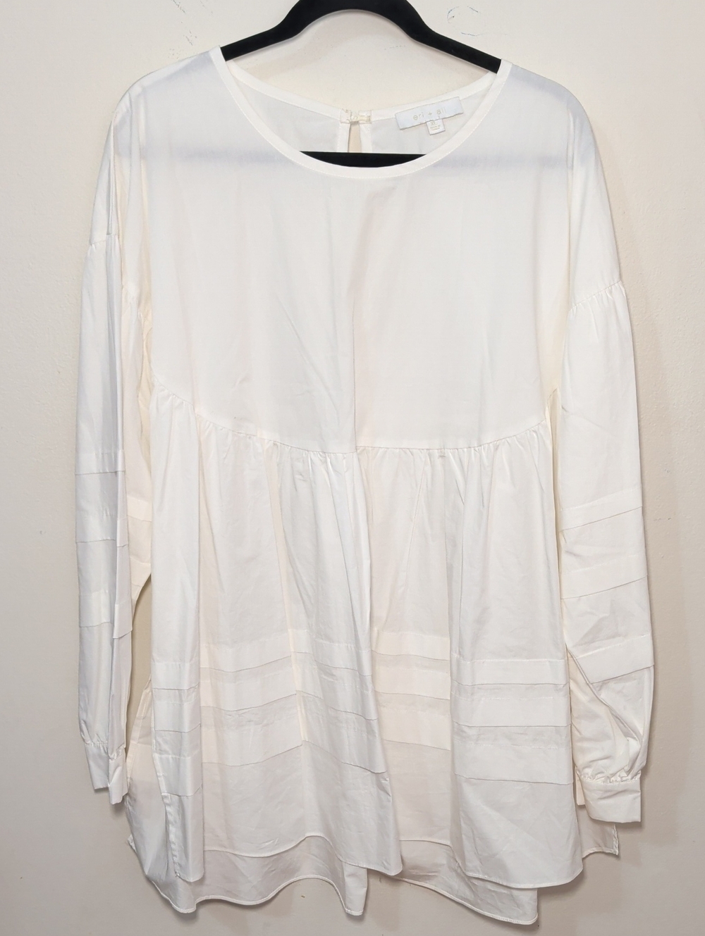 Eri + Ali White 100% Cotton Tunic with Bow Tie Back Side Slits Women's Size XL
